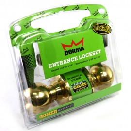Dorma Entrance Cylindrical Knob Lockset DA3 Berlin Finishes US3 Standard Polished Brass
